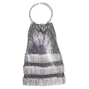 Whiting & Davis mesh metal bracelet bag w/ crystal